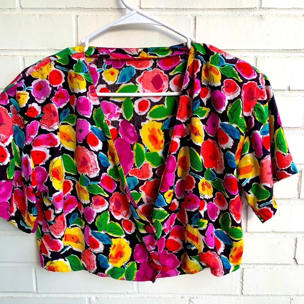 Floral Crop Handmade Blouse Bright Colors